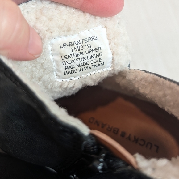 LUCKY BRAND Banterr2 Women's Black Leather Fur Lined  Ankle Booties Size 7 - Picture 6 of 9